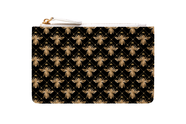 Golden Bees Black Coin Purse