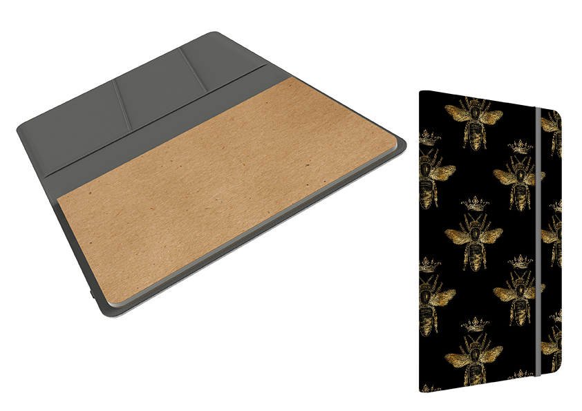 Golden Bees Black Folio Notebook