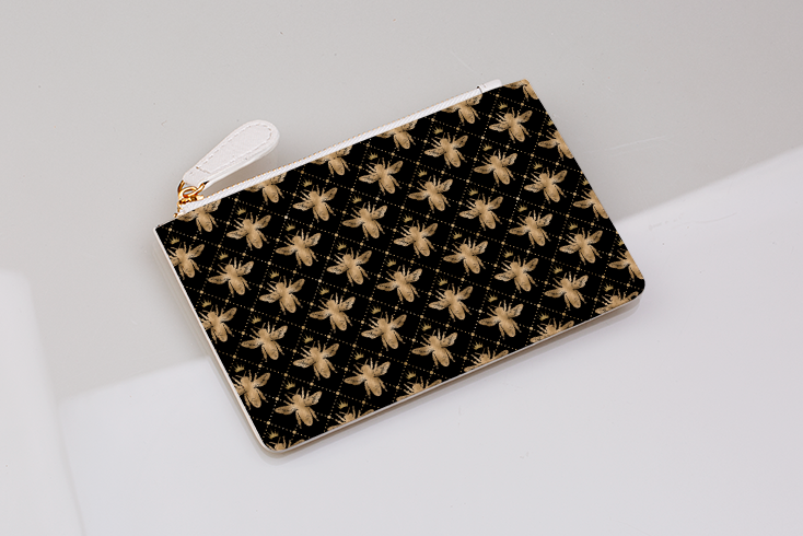 Golden Bees Black Coin Purse