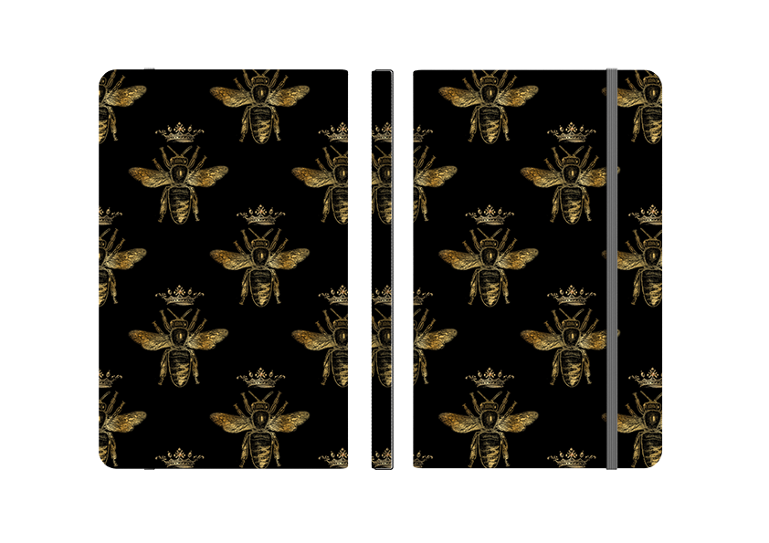 Golden Bees Black Folio Notebook