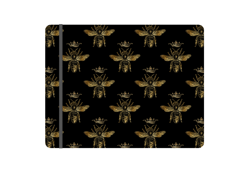 Golden Bees Black Folio Notebook