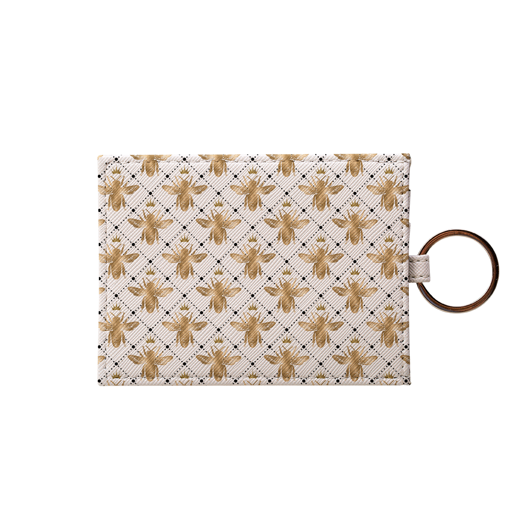 Golden Bees White Card Holder