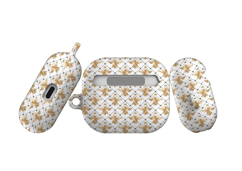 Golden White Bees Airpod Case Gen 4