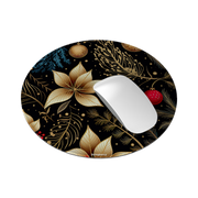 Golden Winter Floral Vegan Leather Mouse Mat