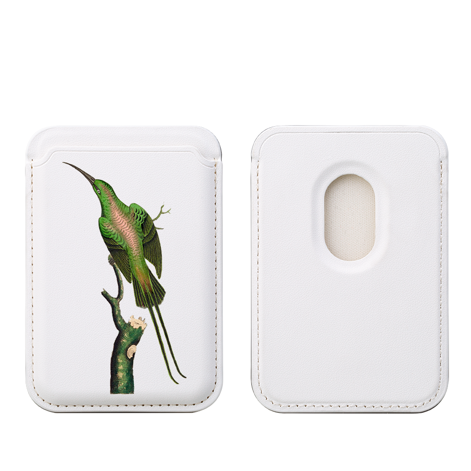 Green Bird MagSafe Wallet- White