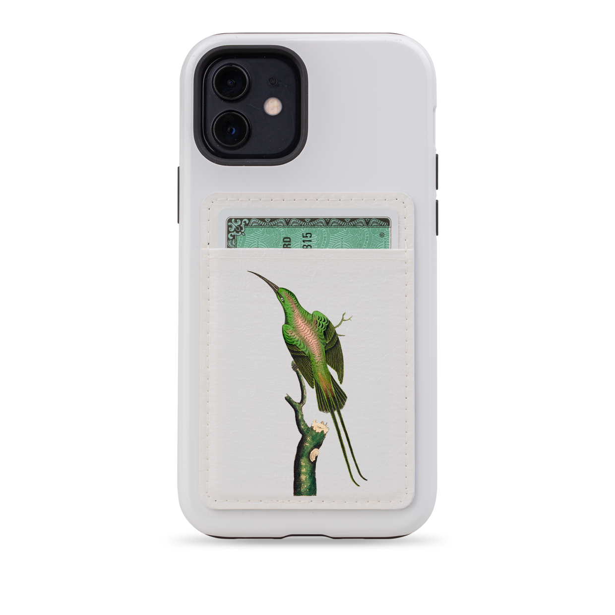 Green Bird MagSafe Wallet- White