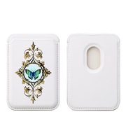 Green Butterfly MagSafe Wallet- White