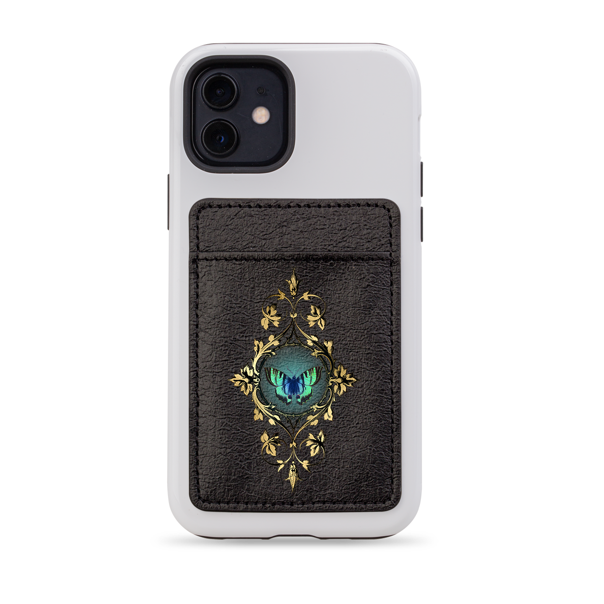 Green Butterfly MagSafe Wallet- Black