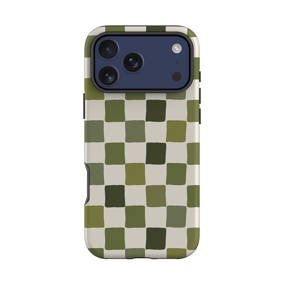 iPhone Tough Case - Green Checkerboard