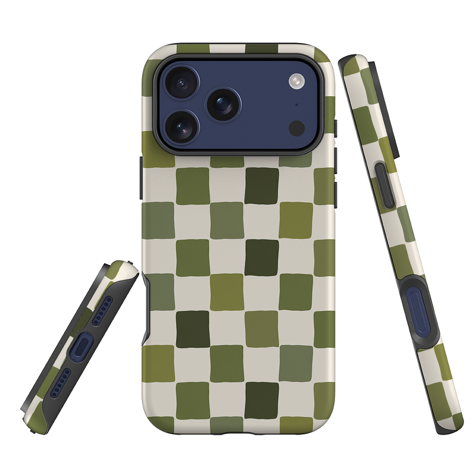 iPhone Tough Case - Green Checkerboard