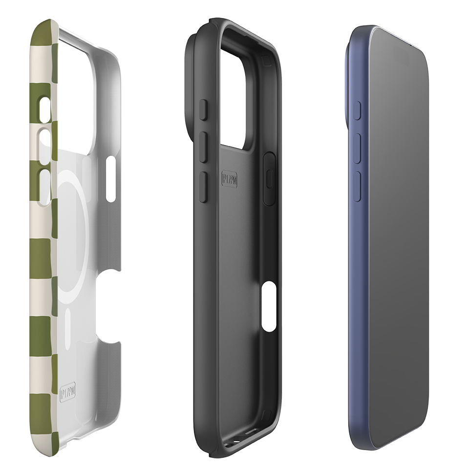 iPhone MagSafe Tough Case - Green Checkerboard