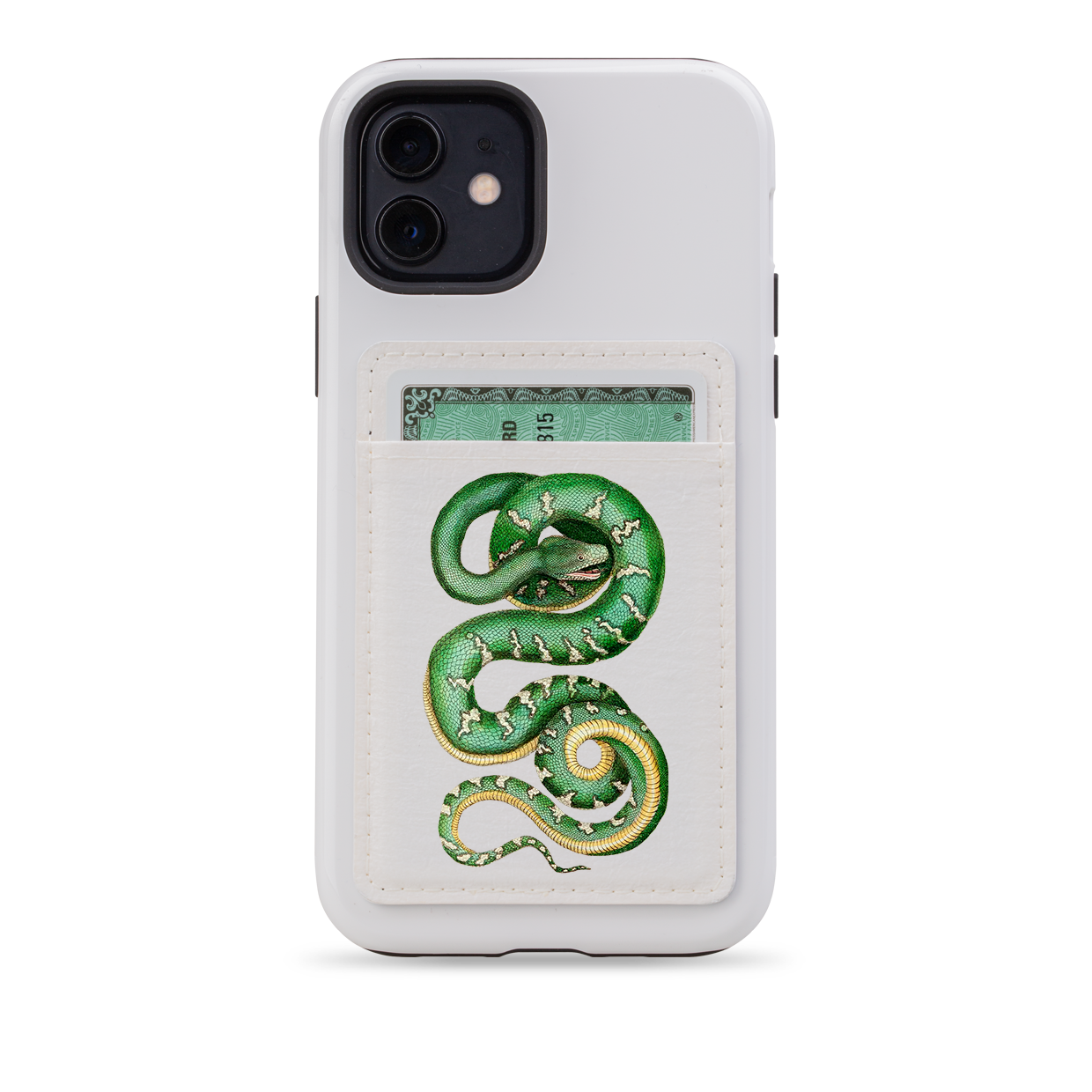 Green Snake MagSafe Wallet- White