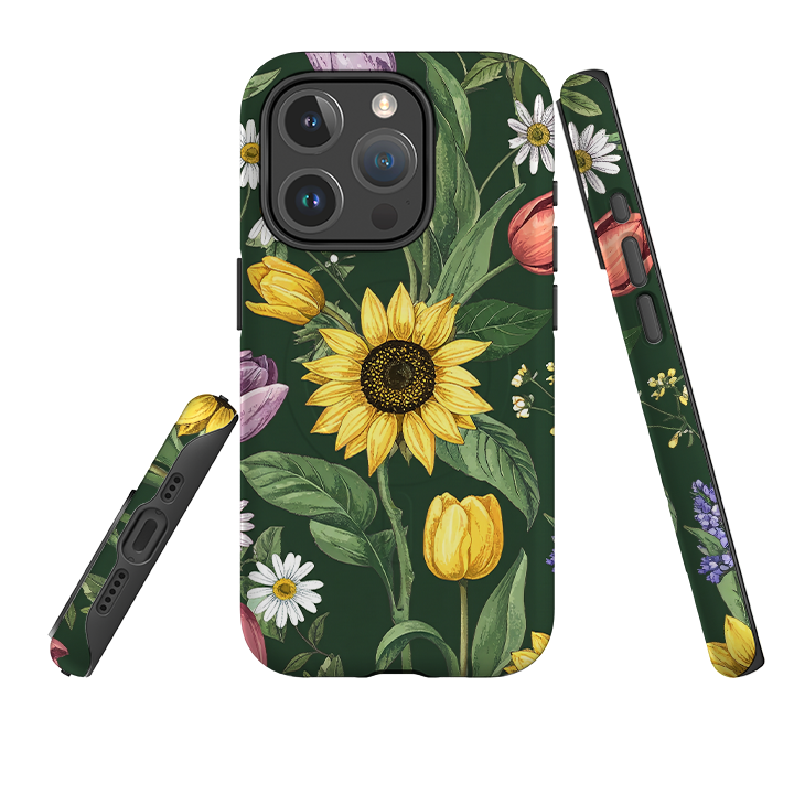 iPhone MagSafe Tough Case - Green Sunflowers
