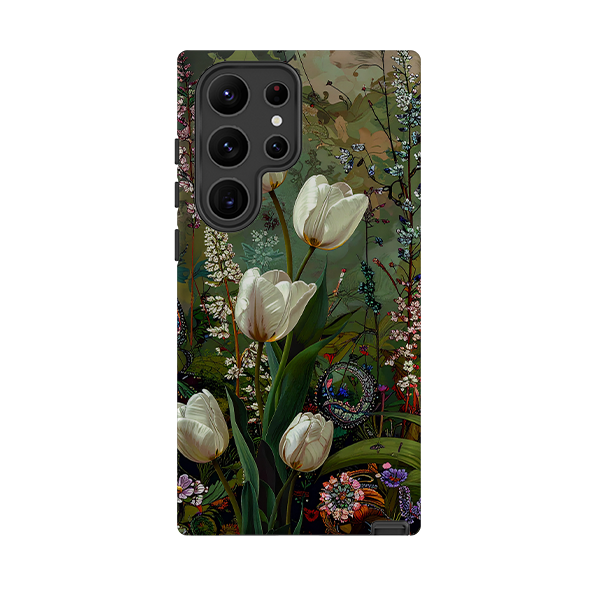 Samsung Tough Case - Green Vyne white Tulips