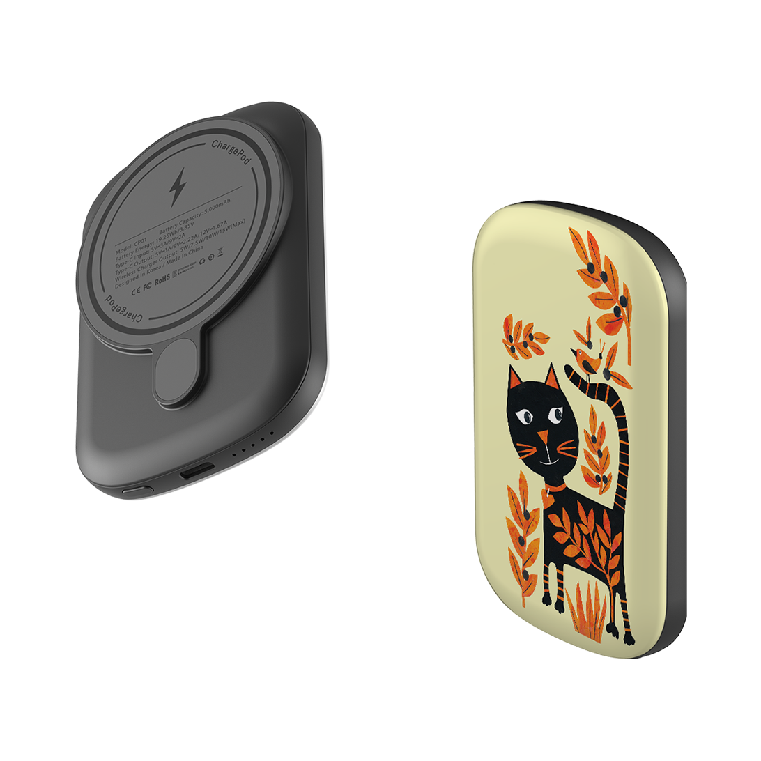 MagSafe Power Bank - Halloween Folk Cat By Tracey English