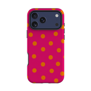 iPhone Tough Case - Hot Pink & Orange Polka Dot