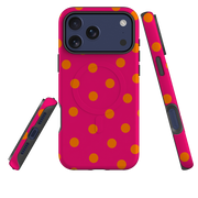 iPhone MagSafe Tough Case - Hot Pink & Orange Polka Dot