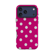 iPhone Tough Case - Hot Pink & White Polka Dot