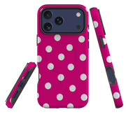 iPhone MagSafe Tough Case - Hot Pink & White Polka Dot