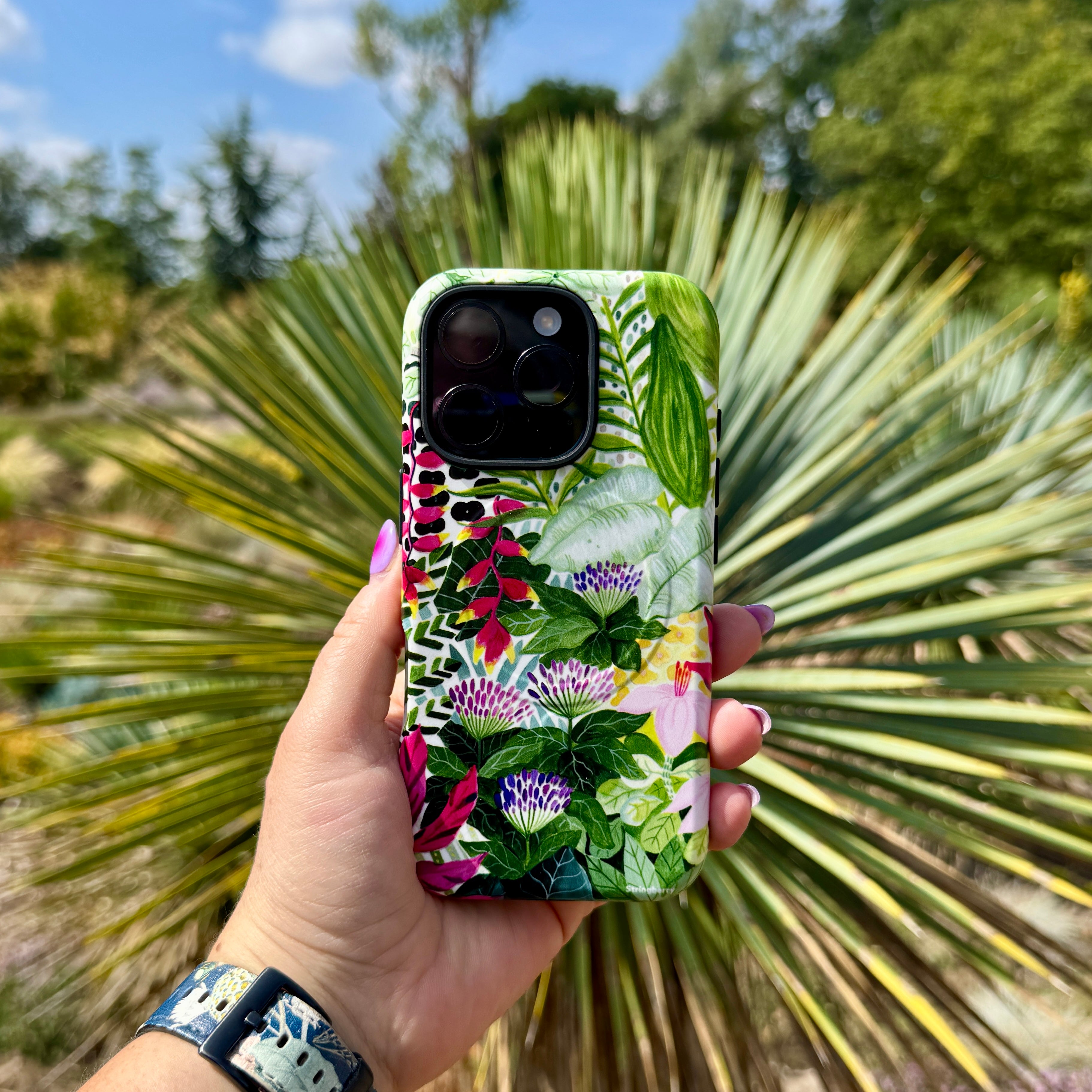 iPhone MagSafe Tough Case -  Pink Botanical By Bex Parkin