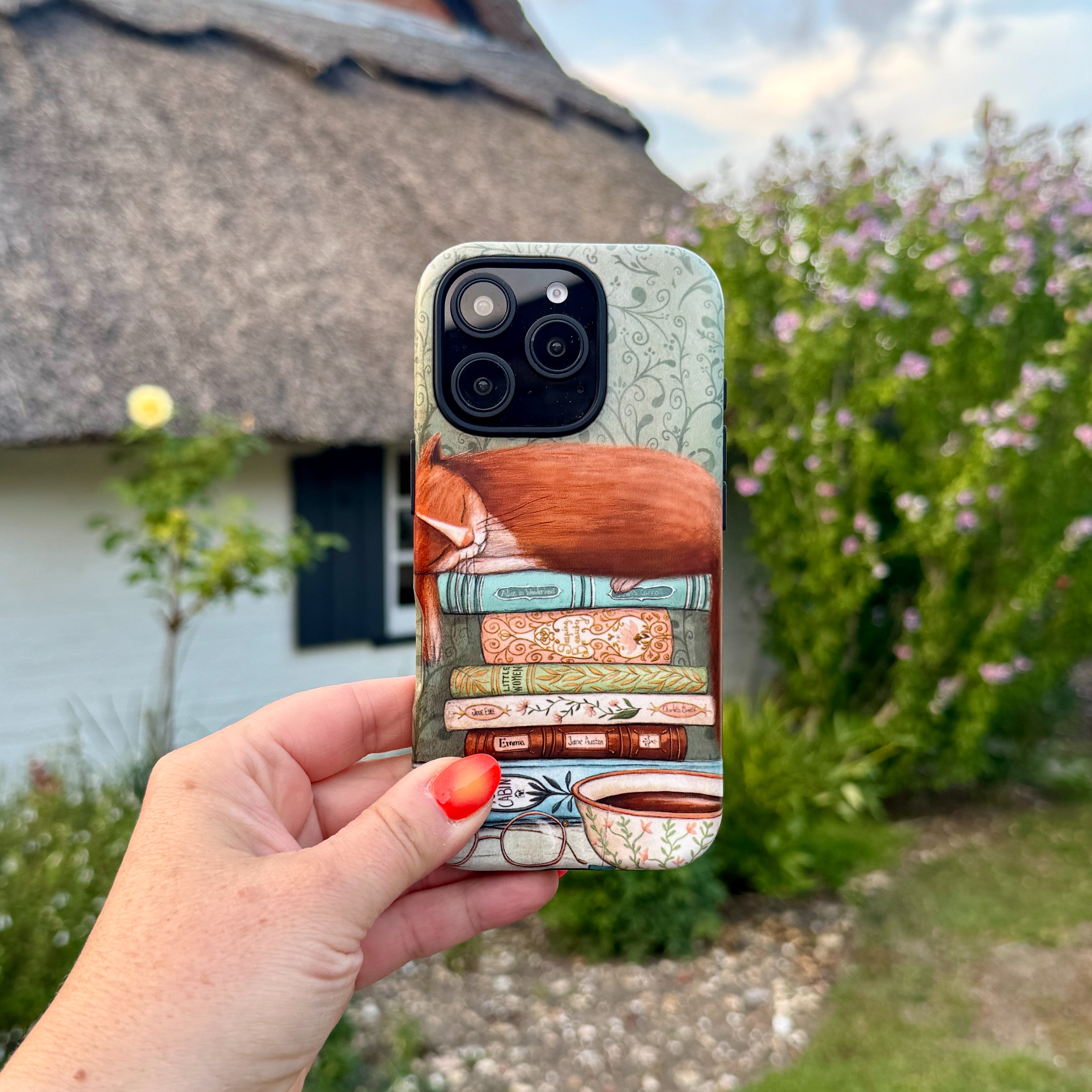 iPhone Tough Case - Cat and Books By Maja Lindberg