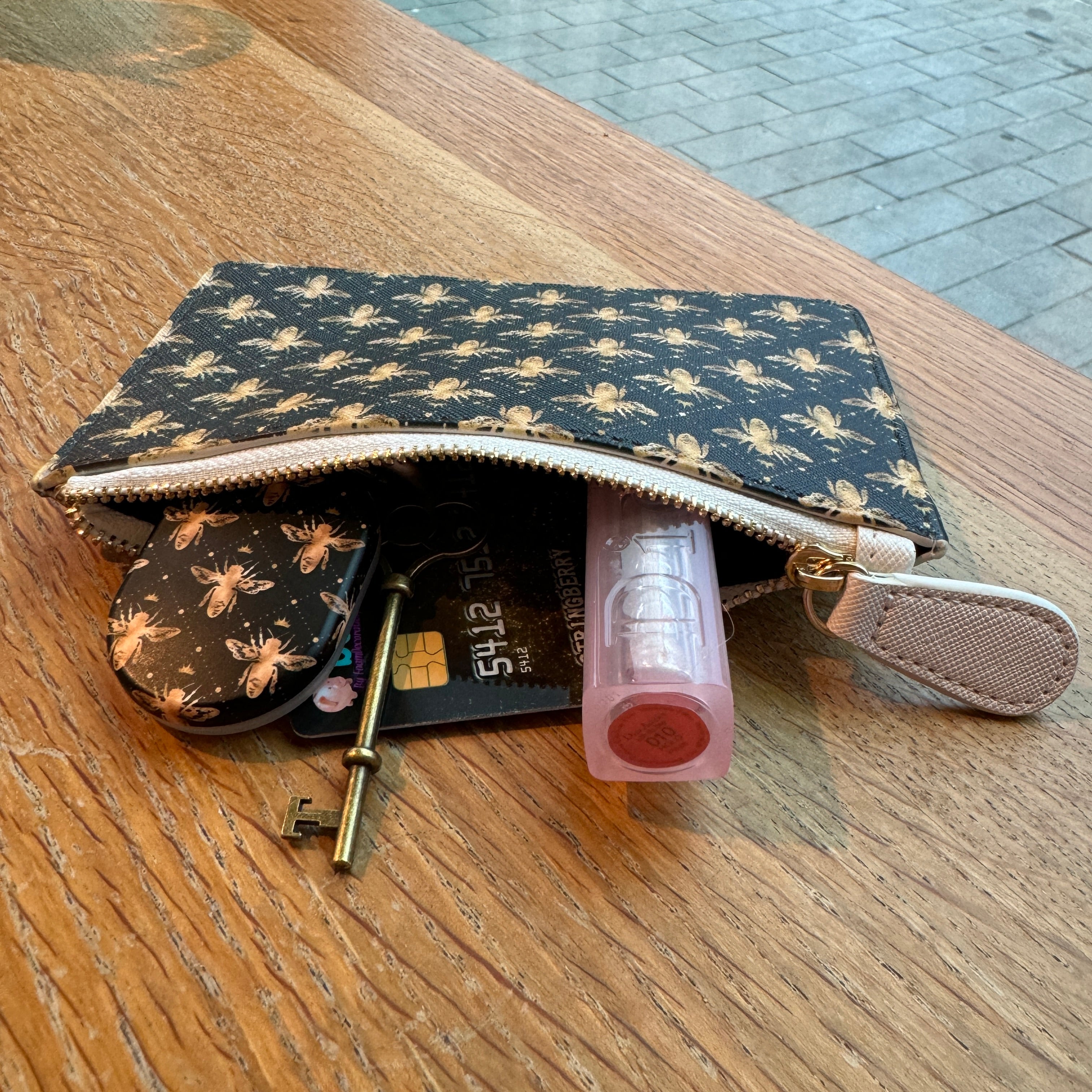Golden Bees Black Coin Purse