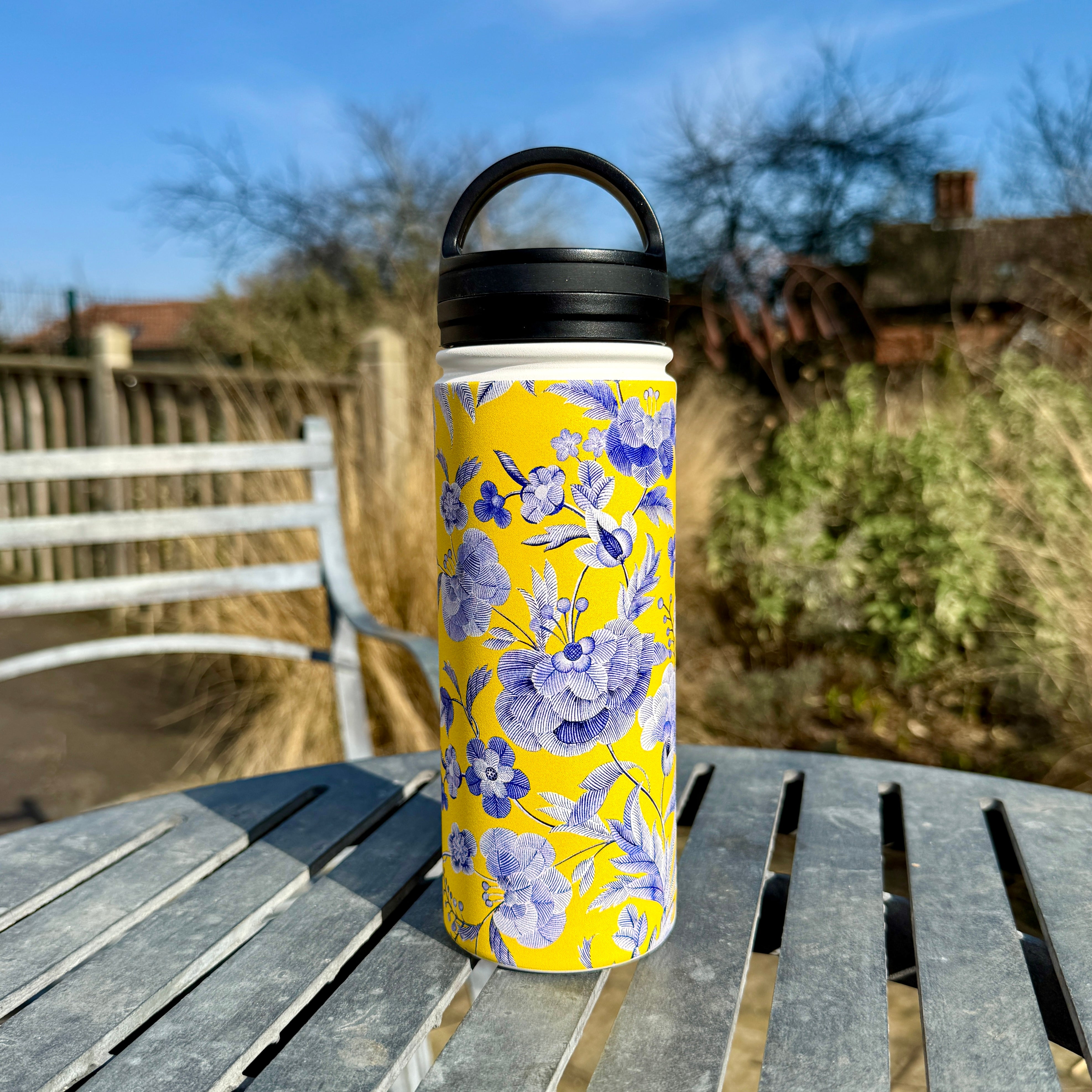 Blue Tapestry Yellow Insulated Stainless Steel Water Bottle