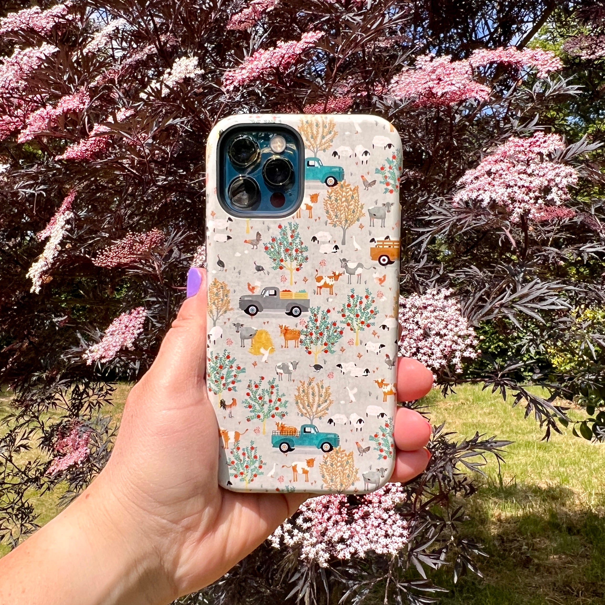 iPhone Tough Case - Farm Life Grey By Katherine Quinn