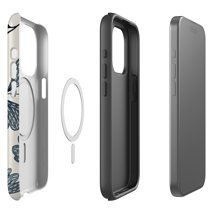 iPhone MagSafe Tough Case - Indigo Leaves By Katherine Quinn