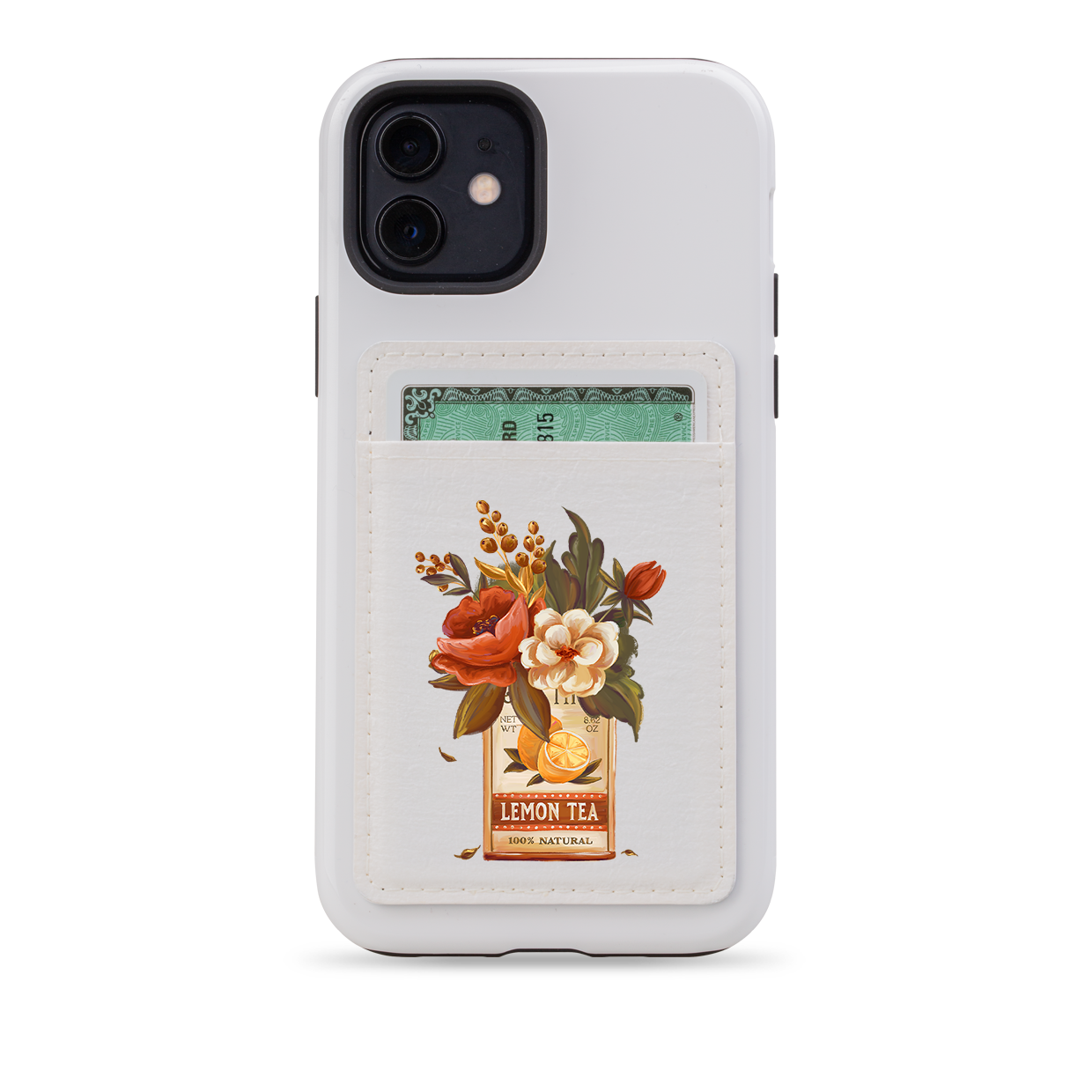 Lemon Tea Floral MagSafe Wallet- White