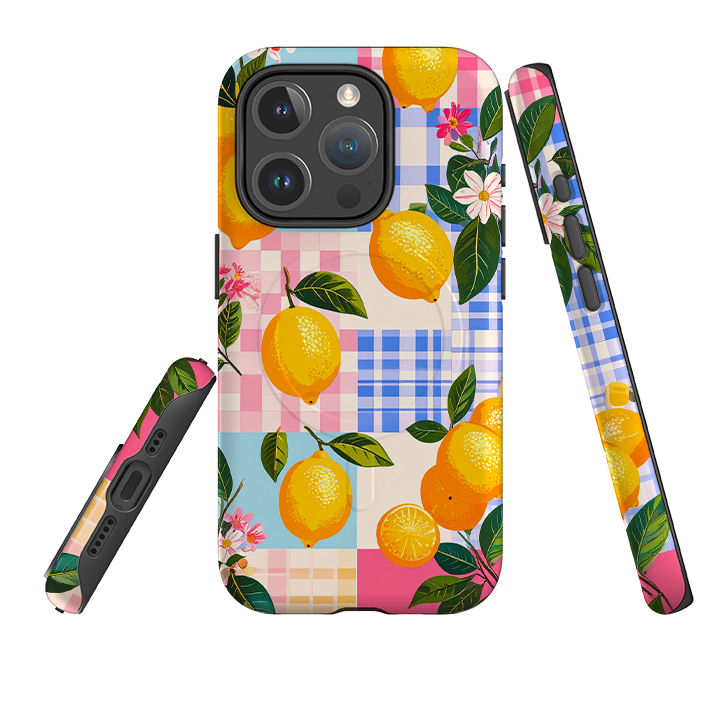 iPhone MagSafe Tough Case - Lemons and Checks