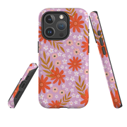 iPhone MagSafe Tough Case - Lilac and Red Floral Pattern By Lee Foster Wilson
