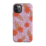 iPhone Tough Case - Lilac and Red Floral Pattern By Lee Foster Wilson