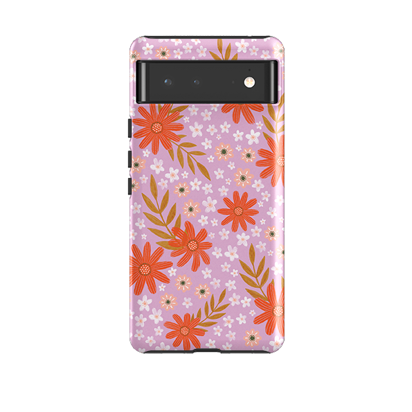 Google Tough Case -  Lilac and Red Floral Pattern By Lee Foster Wilson