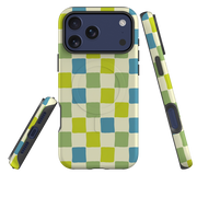 iPhone MagSafe Tough Case - Lime Green & Blue Checkerboard