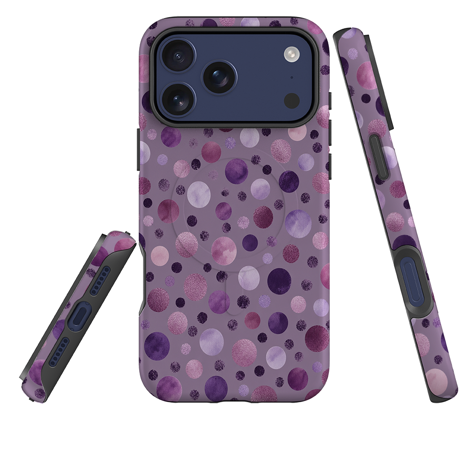 iPhone MagSafe Tough Case - Mauve Polka Dot
