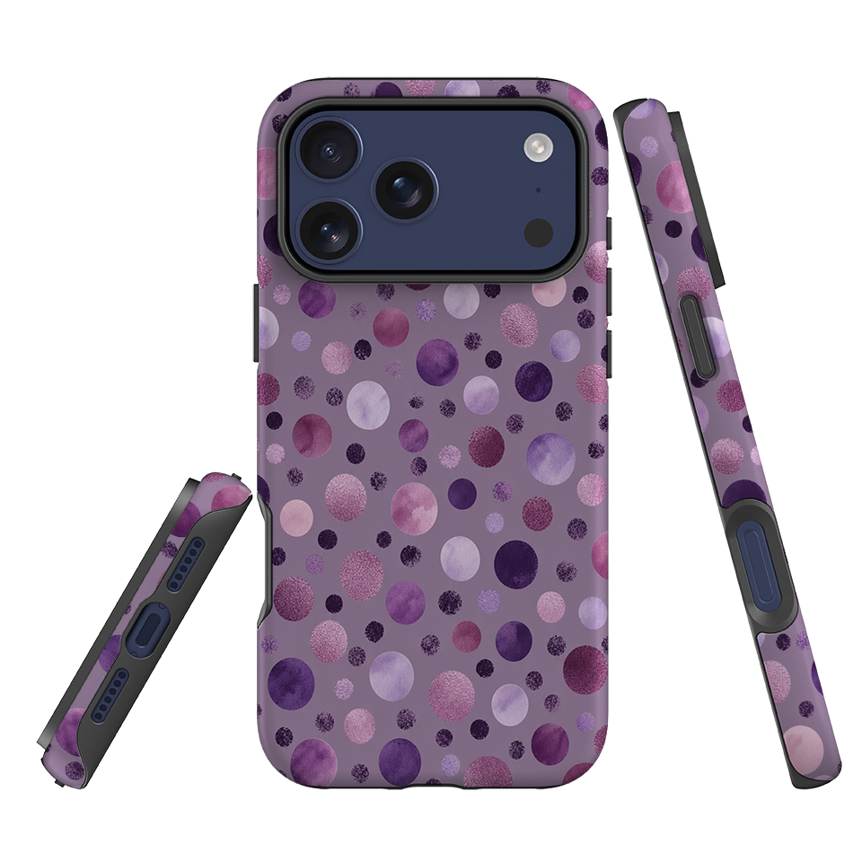 iPhone Tough Case - Mauve Polka Dot