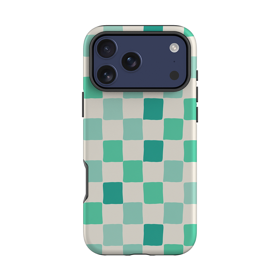 iPhone Tough Case - Mint Green Checkerboard