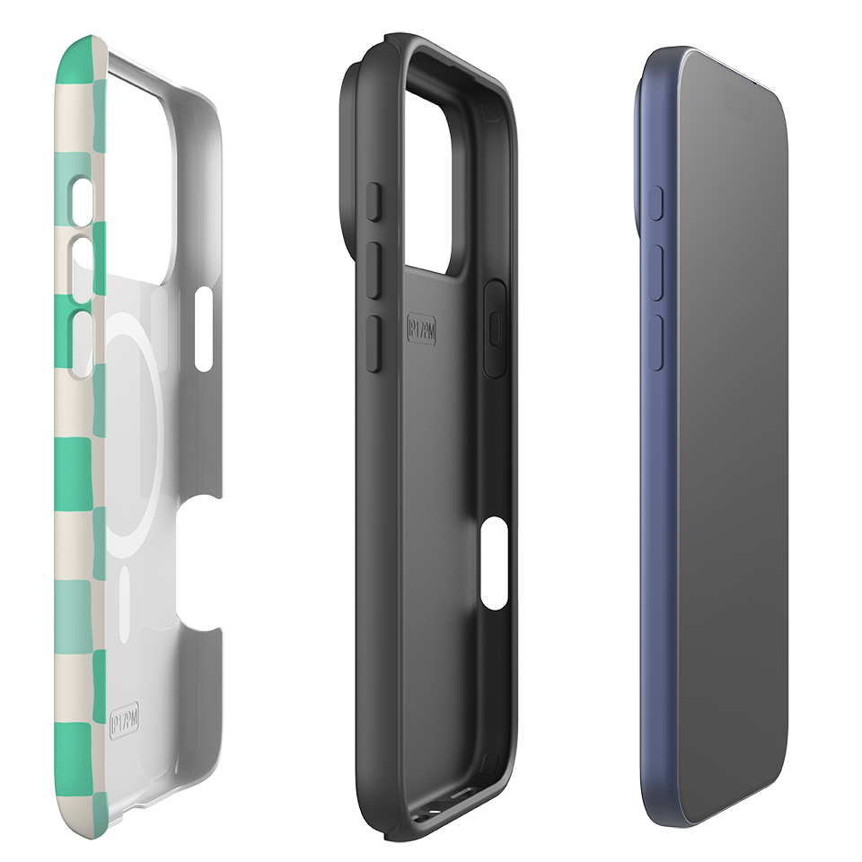 iPhone MagSafe Tough Case - Mint Green Checkerboard