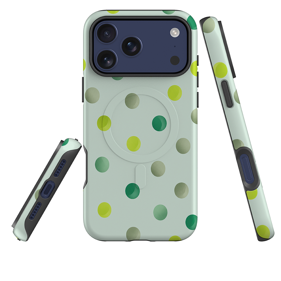 iPhone MagSafe Tough Case - Mint Polka Dot