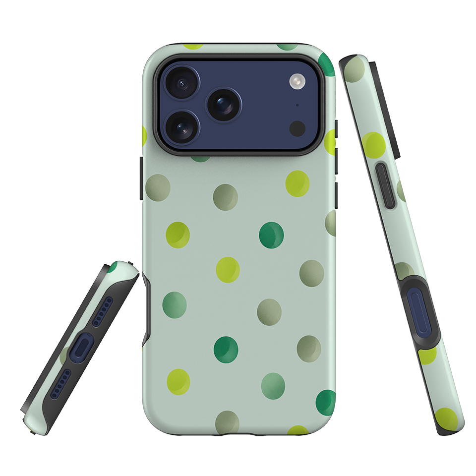 iPhone Tough Case - Mint Polka Dot