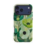 iPhone Tough Case - Mint Woodgrain Floral