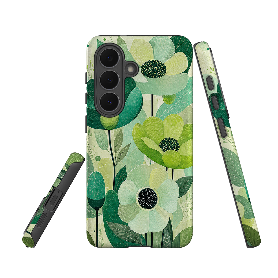 Samsung Tough Case - Mint Woodgrain Floral