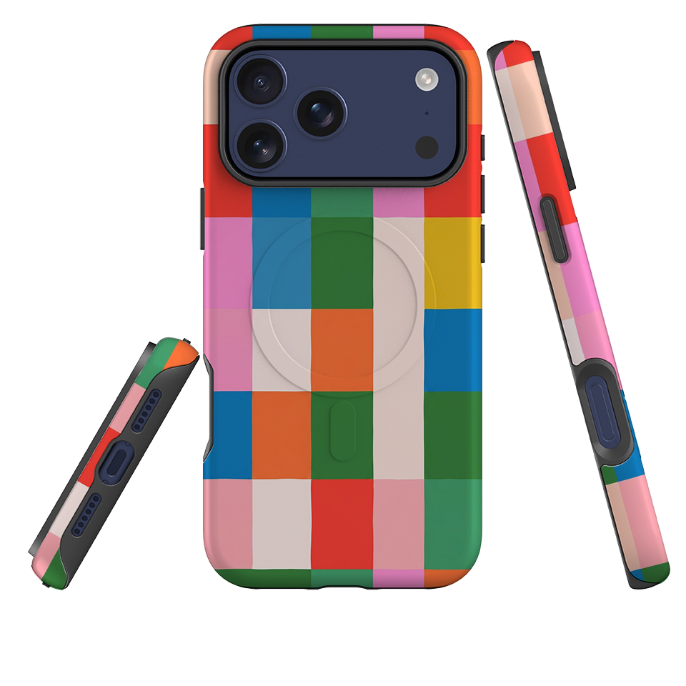 iPhone MagSafe Tough Case - Multicolour Patchwork plaid