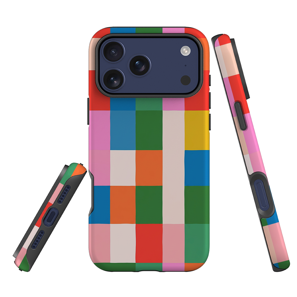 iPhone Tough Case - Multicolour Patchwork plaid