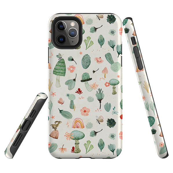 iPhone Tough Case - Mushroom World Cream By Katherine Quinn