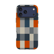 iPhone Tough Case - Navy Blue & Orange Gingham