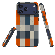 iPhone MagSafe Tough Case - Navy Blue & Orange Gingham