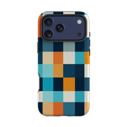 iPhone Tough Case - Navy Blue & Orange Plaid
