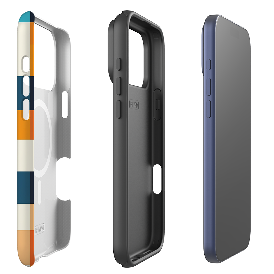 iPhone MagSafe Tough Case - Navy Blue & Orange Plaid